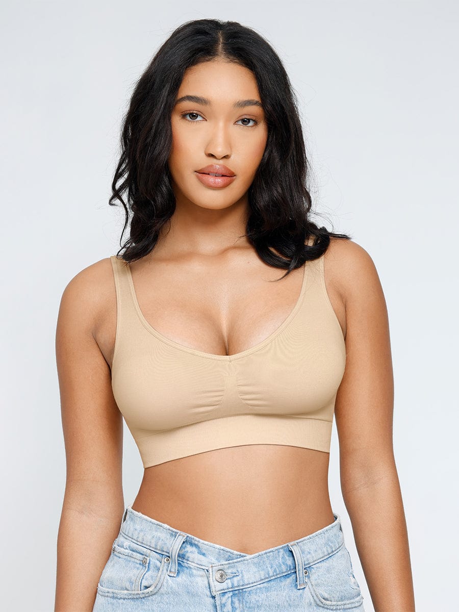 Seamless Breast Support Back Fat Reduction Inner Bra With Removable cups