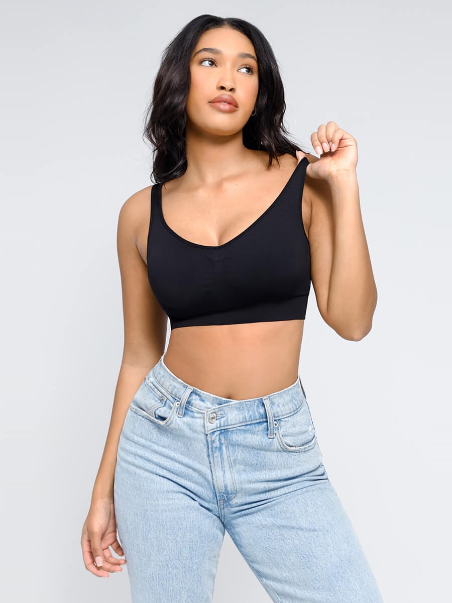 Seamless Breast Support Back Fat Reduction Inner Bra With Removable cups