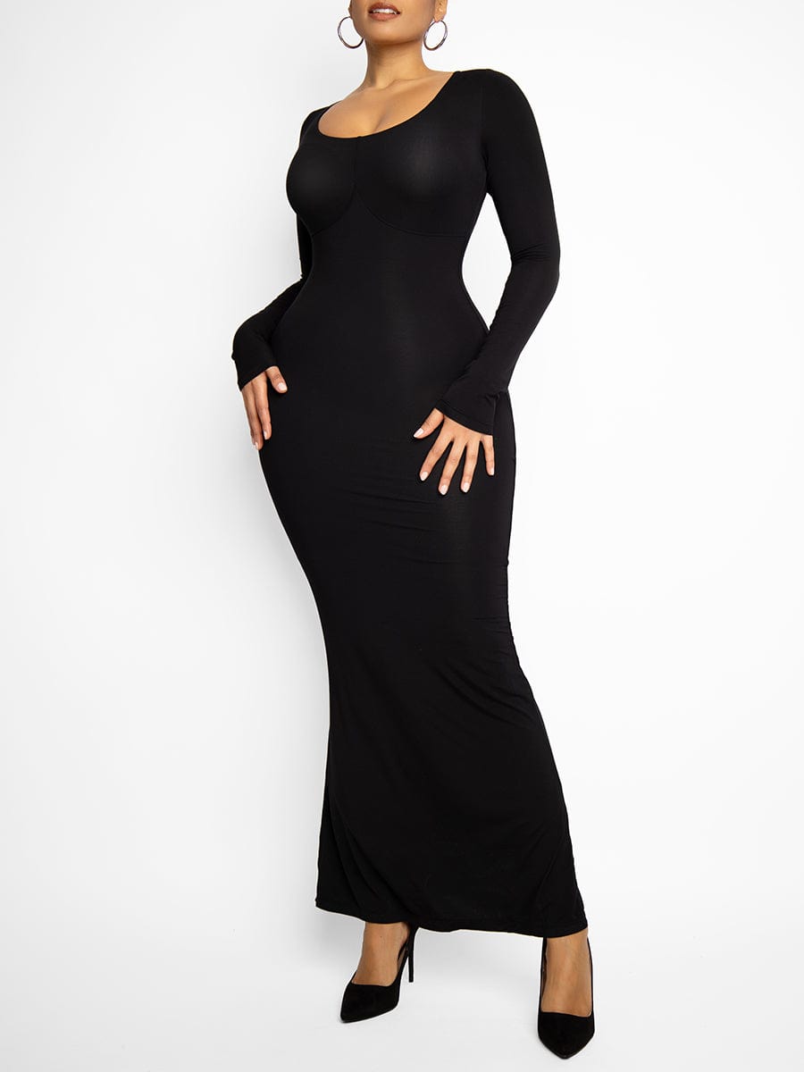 Light Shaping Built-in Shapewear Maxi Dress – Abdomen Tightening & Curve Enhancing