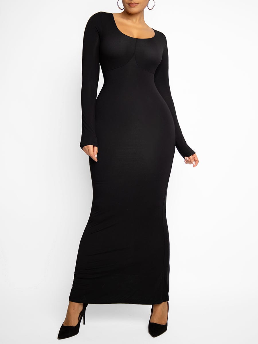 Light Shaping Built-in Shapewear Maxi Dress – Abdomen Tightening & Curve Enhancing