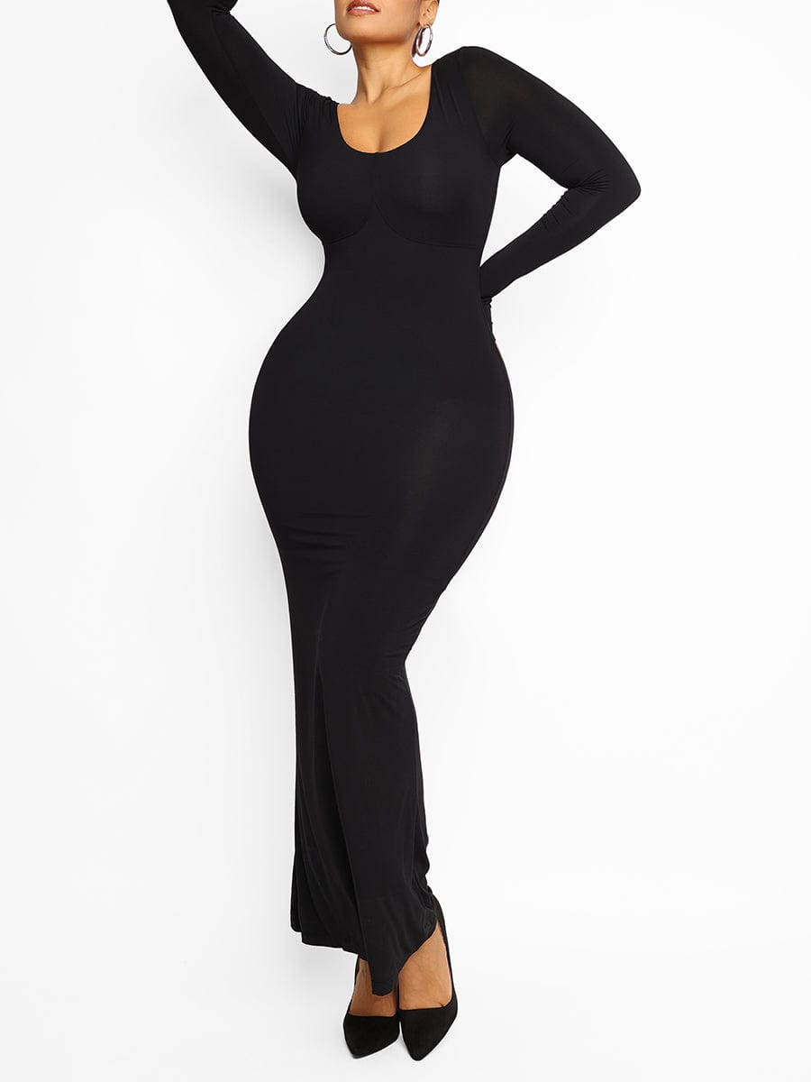 Light Shaping Built-in Shapewear Maxi Dress – Abdomen Tightening & Curve Enhancing