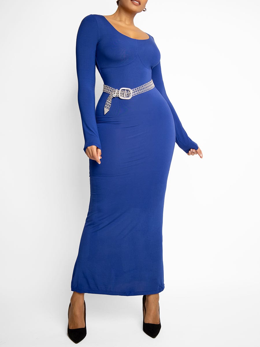Light Shaping Built-in Shapewear Maxi Dress – Abdomen Tightening & Curve Enhancing