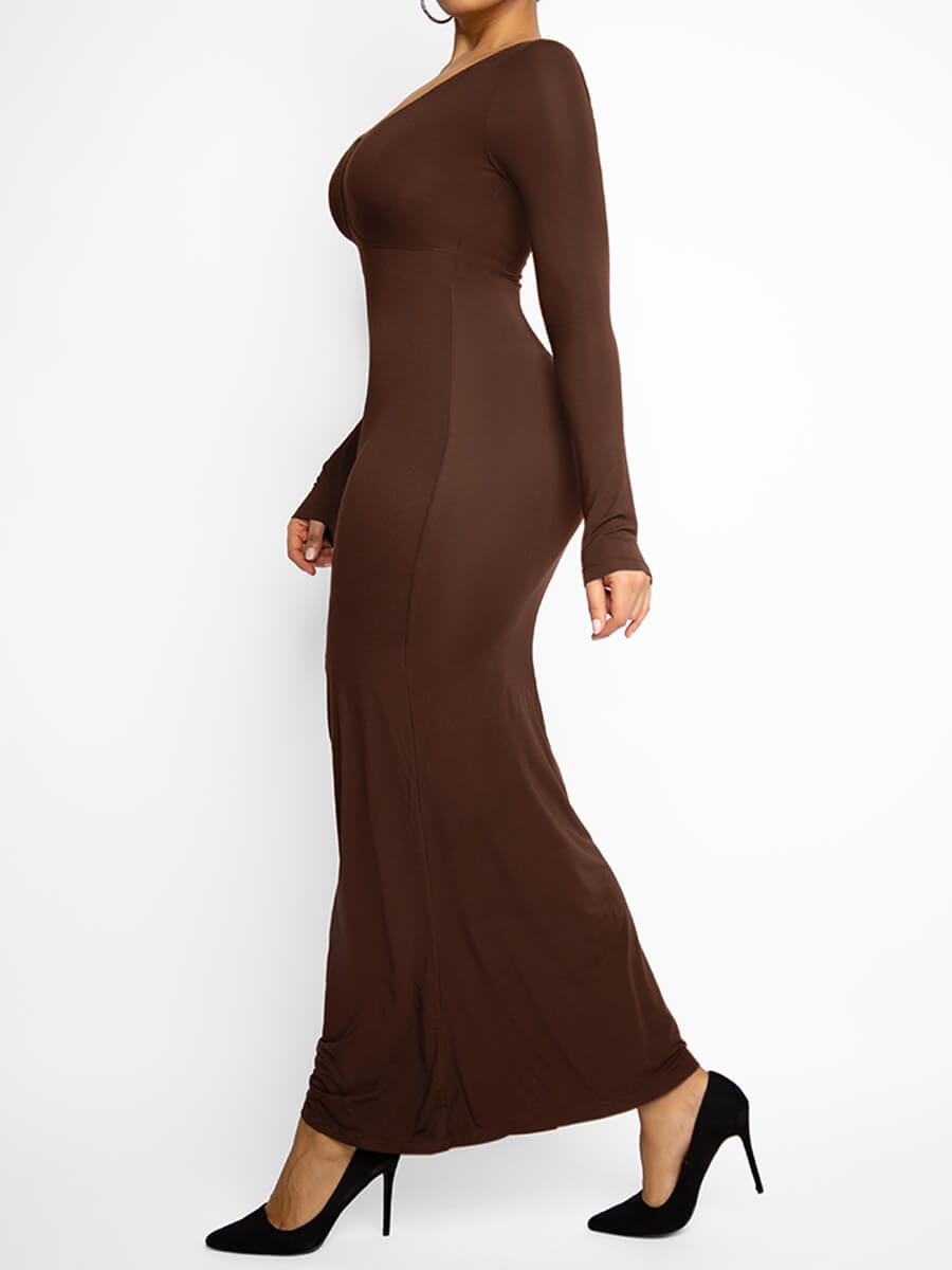 Light Shaping Built-in Shapewear Maxi Dress – Abdomen Tightening & Curve Enhancing