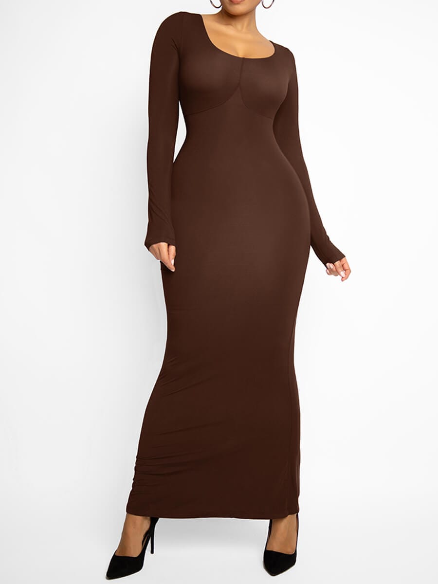 Light Shaping Built-in Shapewear Maxi Dress – Abdomen Tightening & Curve Enhancing