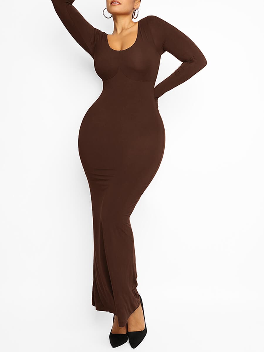 Light Shaping Built-in Shapewear Maxi Dress – Abdomen Tightening & Curve Enhancing