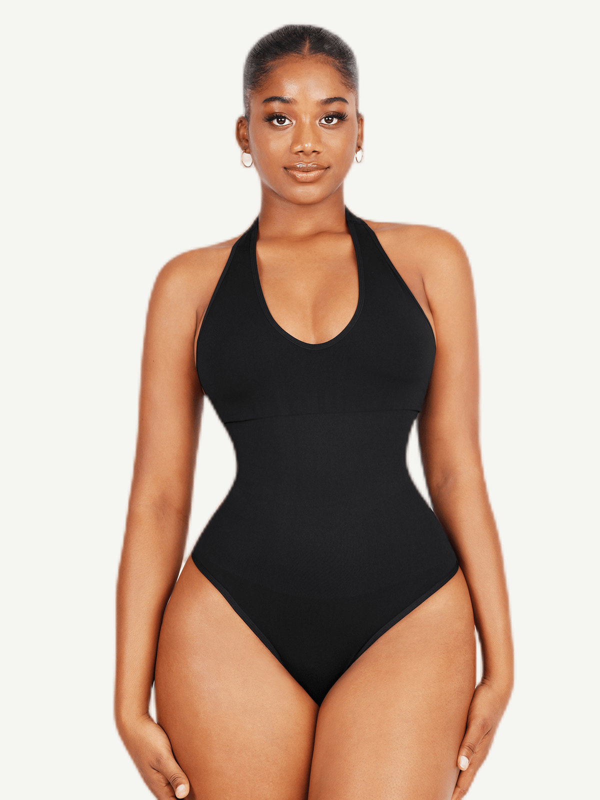Halter Neck low back Bodysuit with removable bra pads seamless shapewear